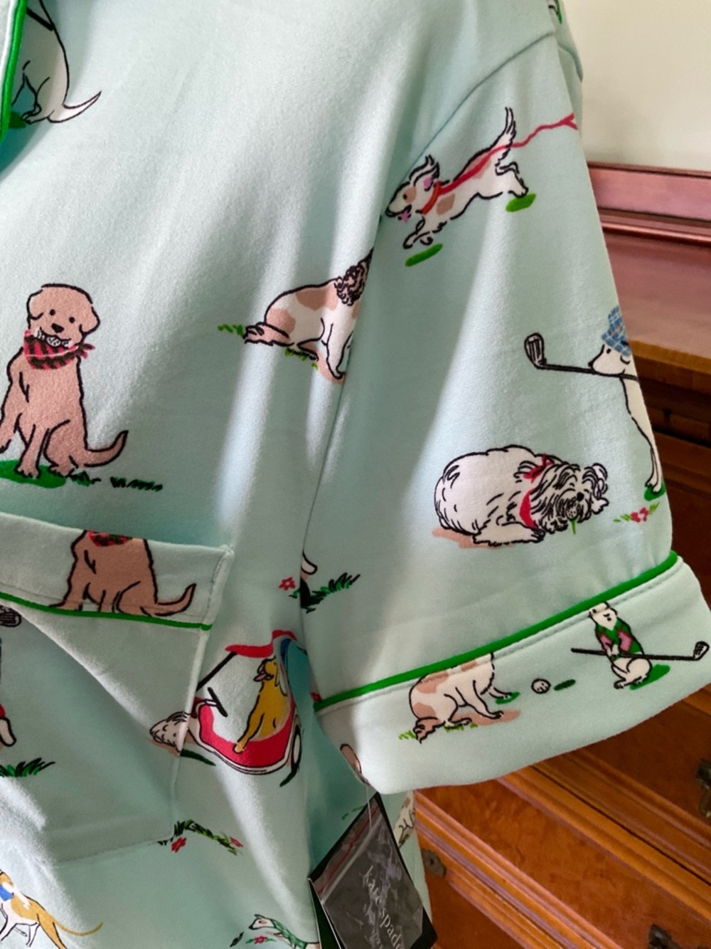 NWT Kate Spade Dog Golf Themed Short Sleeve Shorty Pajama Set Size L Whimsical - Picture 6 of 13